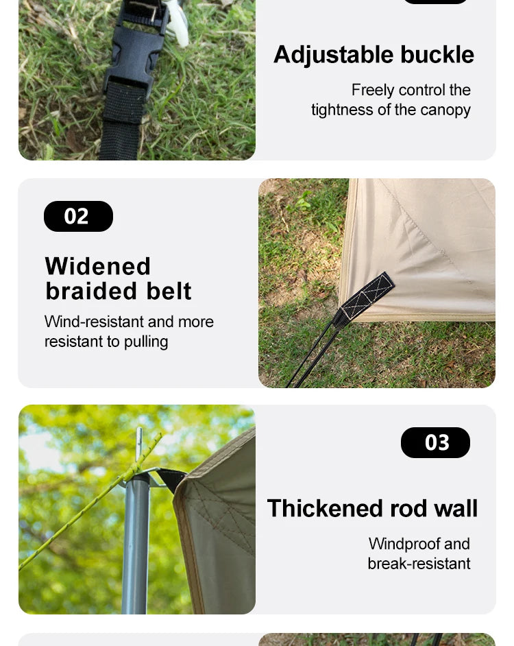 Car Awning Tent 210D Waterproof Windproof UV Sun Shelter Anti-Mosquito Beach Camping Tent Portable for Outdoor