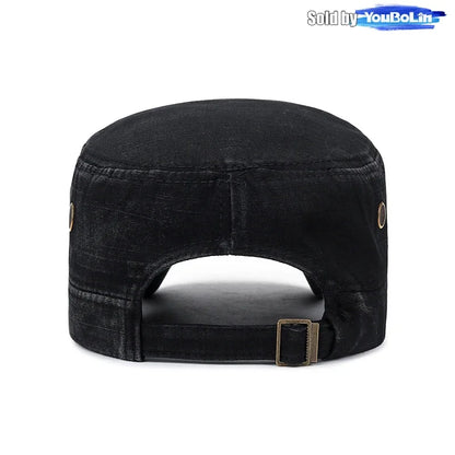 Cotton Perforated Breathable Military Academy Cadet Flat Cap Sun Hat Trucker Caps Dad Hats