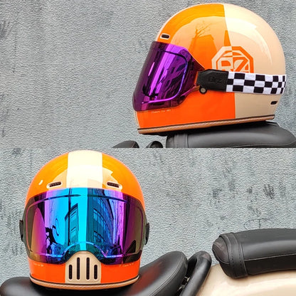 ORZ Retro Motorcycle Helmet Full Face Cruising Motorcycle Helmet Four Seasons Couple Street Pig Nose Helmet DOT Approved 729