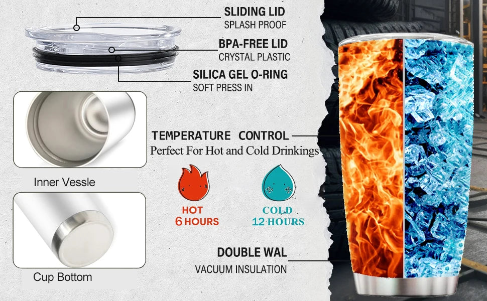 20Oz WD40 Stainless Steel Vacuum Tumbler Double Wall Insulated STP Engine Oil Filter Print with Straw and Lid Cold Hot drink cup