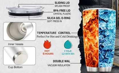 20Oz WD40 Stainless Steel Vacuum Tumbler Double Wall Insulated STP Engine Oil Filter Print with Straw and Lid Cold Hot drink cup