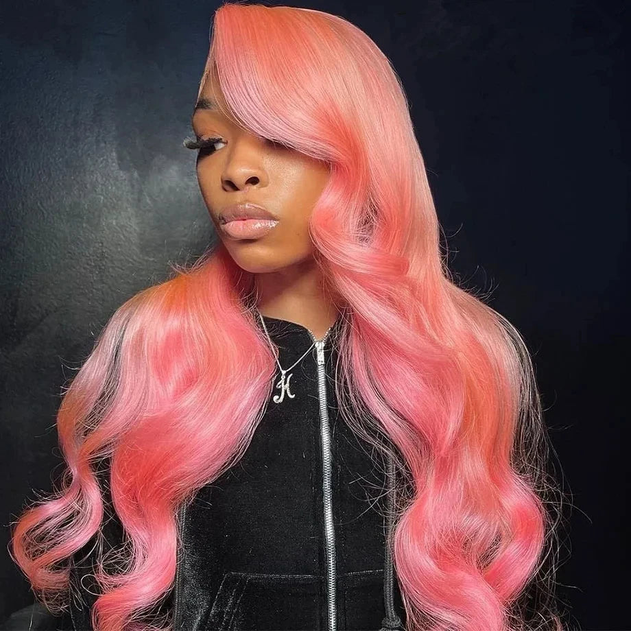 30 Inch Body Wave Pink 13x6 Hd Lace Frontal Human Hair Wig Light Pink Colored Human Hair Wigs 13x4 Hd Lace Front Wigs For Women