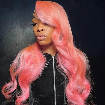 30 Inch Body Wave Pink 13x6 Hd Lace Frontal Human Hair Wig Light Pink Colored Human Hair Wigs 13x4 Hd Lace Front Wigs For Women