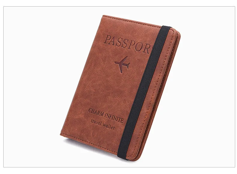 Women Men Travel Passport Holder Cover Case RFID PU Leather Credit ID Card Holder Case Ticket Protective Wallet