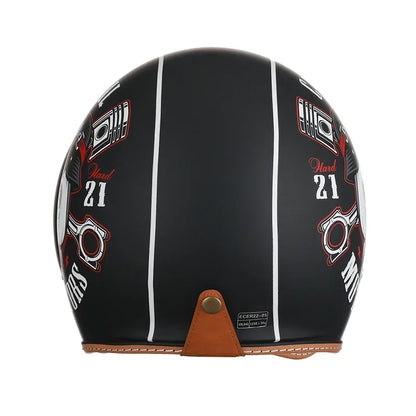 Retro 3/4 Open Face Half Motorcycle Helmet CYRIL B206 Lightweight Adult Vantage Jet Helmet for Men Women DOT ECE Approved