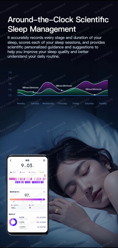 Men Women Fashion Smart Ring Sleep Heart Rate Blood Pressure Monitoring Bluetooth Connection Multiple Sports Modes Fitness Rings
