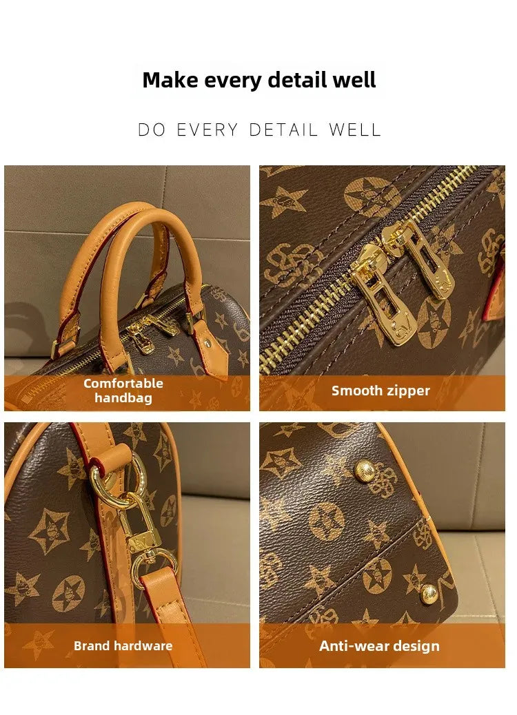 2024 Spring Summer New High-End Feelprinting Vintage Large Capacity Pillow Bag Fashionable Simple Commuting Crossbody Women's Ba
