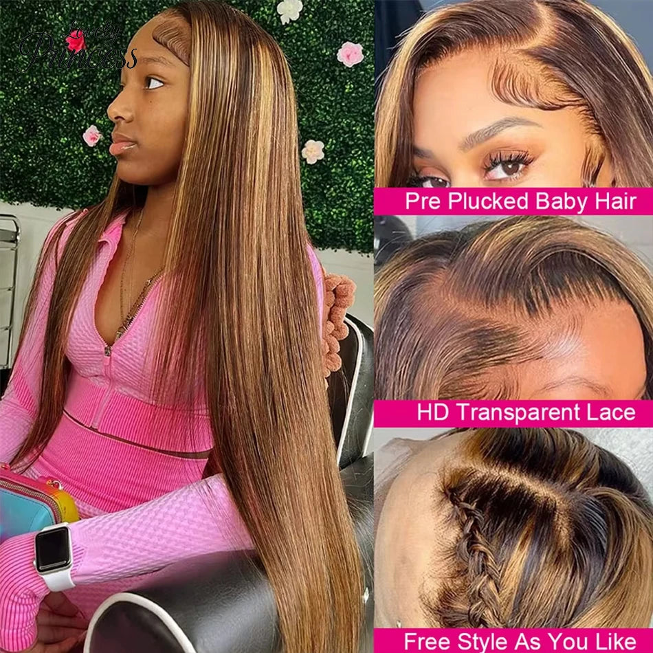 Honey Blonde 4/27 Highlight Wig 13x6 HD Lace Frontal Natural Hairline Pre-Plucked 13x4 Bone Straight Colored Lace Front Wigs