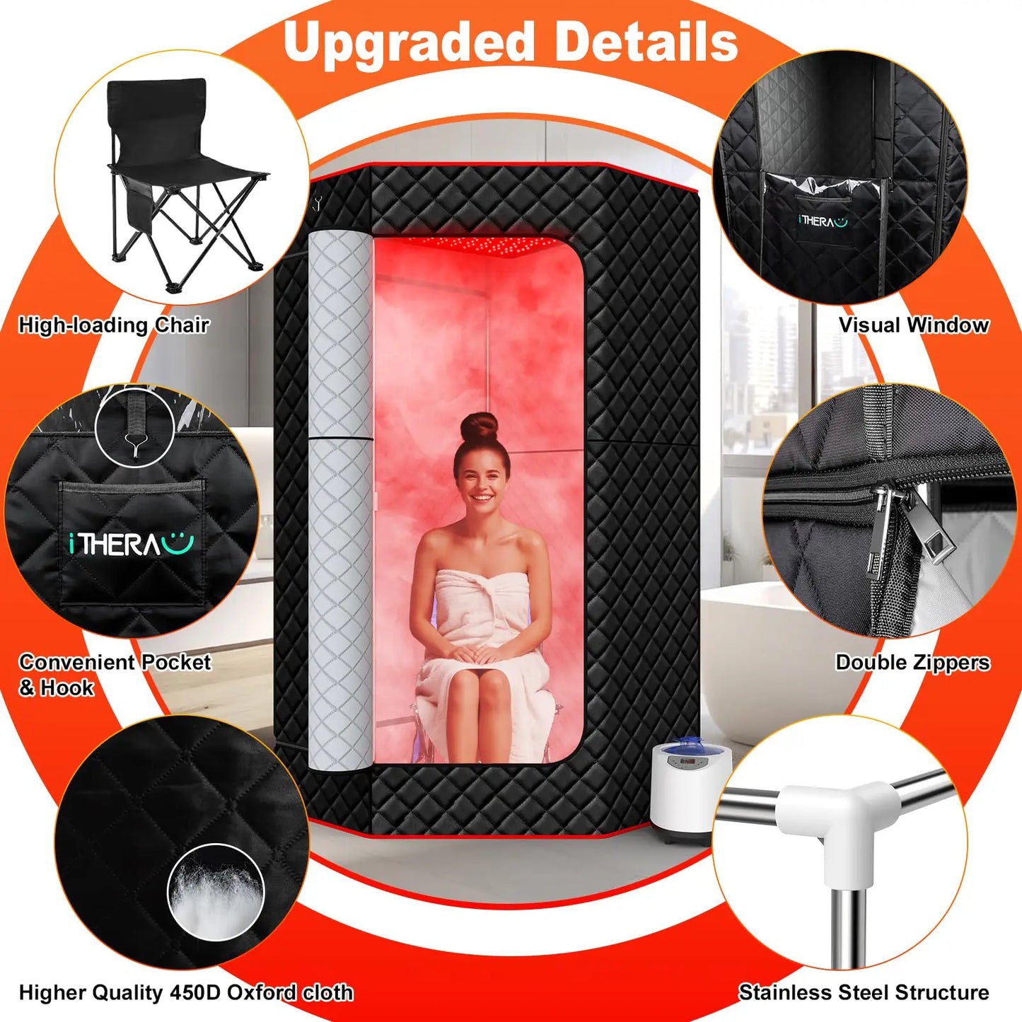 For Salle De Sauna Spa Tubs &  Rooms Indoor Outdoor Infrared Portable Tent Sauna Heater Kit with Control Panel
