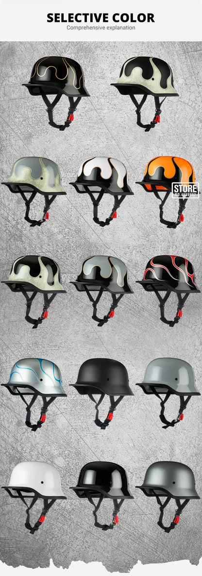 DOT Approved Motorcycle Helmet ABS Material Retro Moto Helmet Capacete De Moto Half Helmet Equipment German Tactical Vintage
