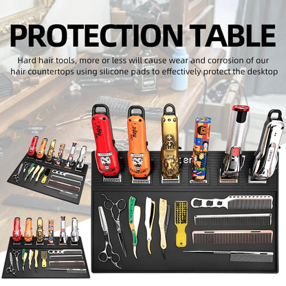 Hair Cutting Tool Storage Pad Anti Slip Waterproof Heat-Insulating Work Pad Magnetic Silicone Barber Shop Desktop Storage Mat