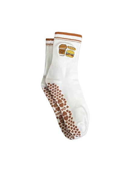 European sizes 36-43, 1 Pair of Heart-Shaped Lace Embroidered Yoga Socks, Mid-Calf Length, for Women