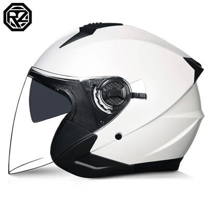 ORZ Motorcycle Helmet Half Face Double Lens Moto Four Seasons Men Women Street Fashion Helmet Capacete De Moto Safety