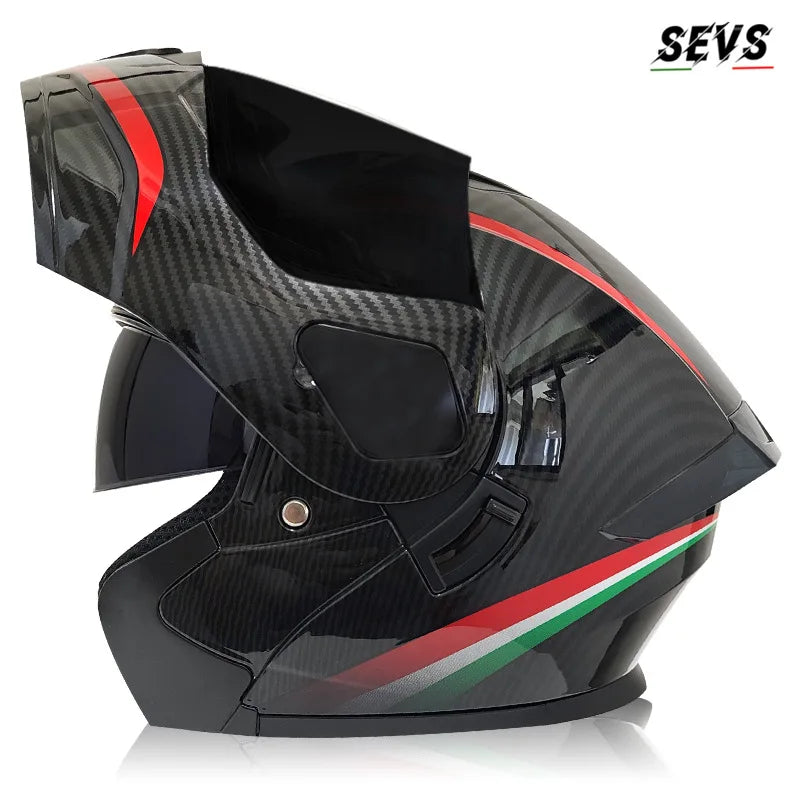 Small Modular Electric Motorcycle Helmet Bluetooth Dual Visor Helmet with Large Rear Wing 3C DOT Certified Safety Gear