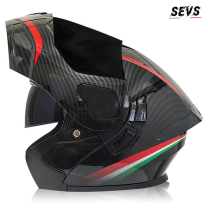 Small Modular Electric Motorcycle Helmet Bluetooth Dual Visor Helmet with Large Rear Wing 3C DOT Certified Safety Gear