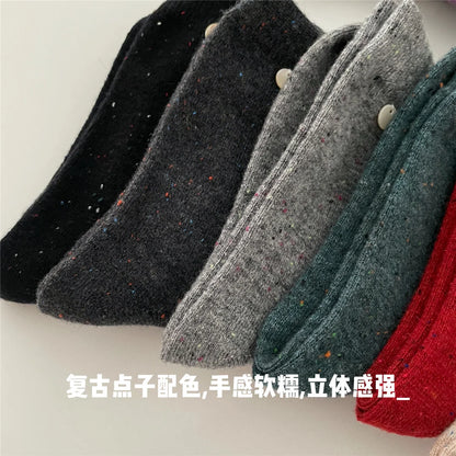 SP&CITY Colored Dotted Sheep Woolen Socks Women's Winter Warm Keeping Middle Tube Socks Casual Thick Korean Fashion Stockings