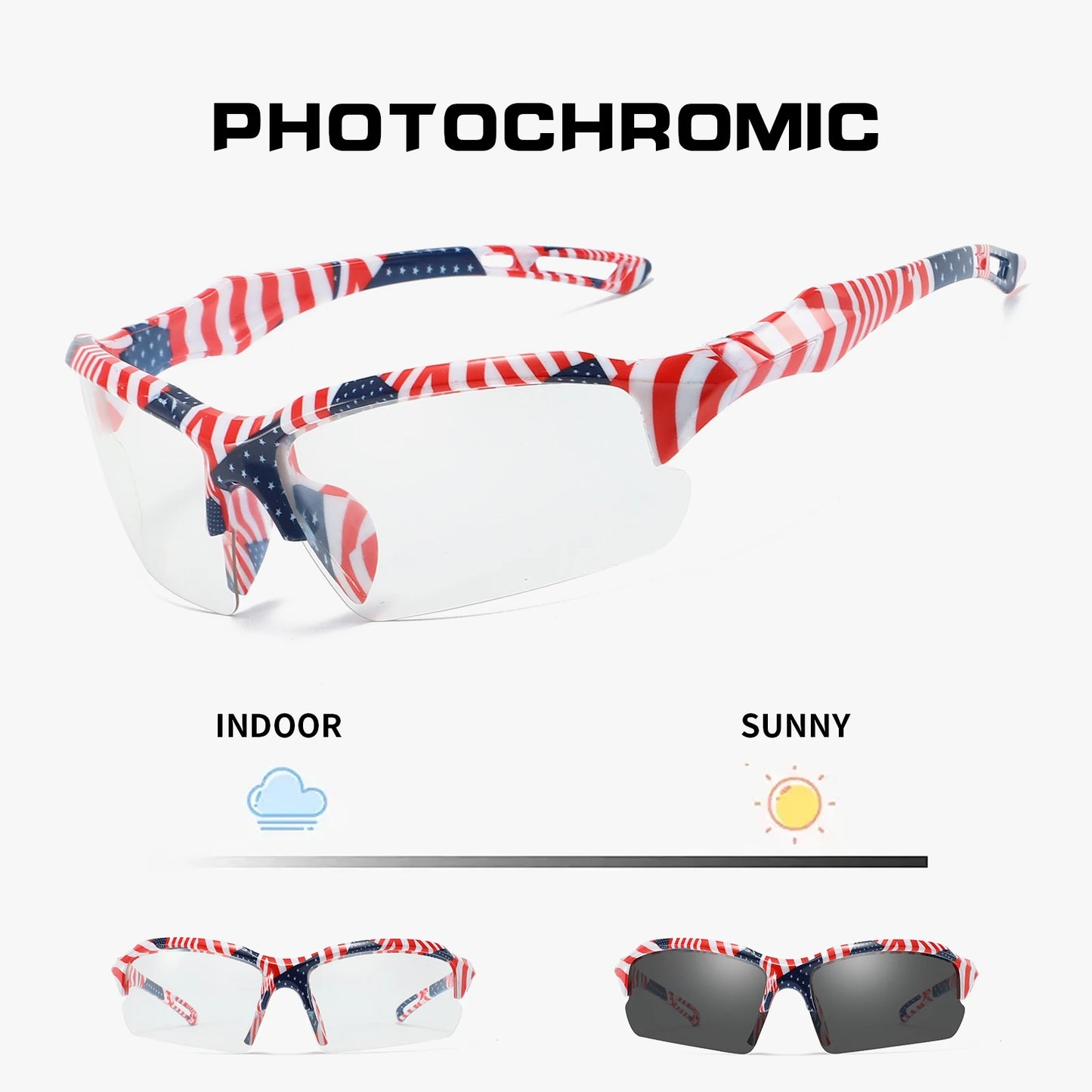 UV400 Safety Goggles Photochromic Cycling Glasses Men Women Outdoor Sport Eyeglasses Bike Sunglasses Bicycle Eyewear