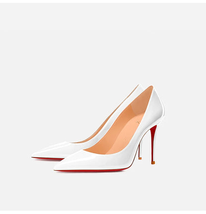 Women Heels Naked Color Women's Elegant High Heel Luxury Black Shoes Woman 2026 Red Shiny Bottoms Pointed Toe Party Ladies Women