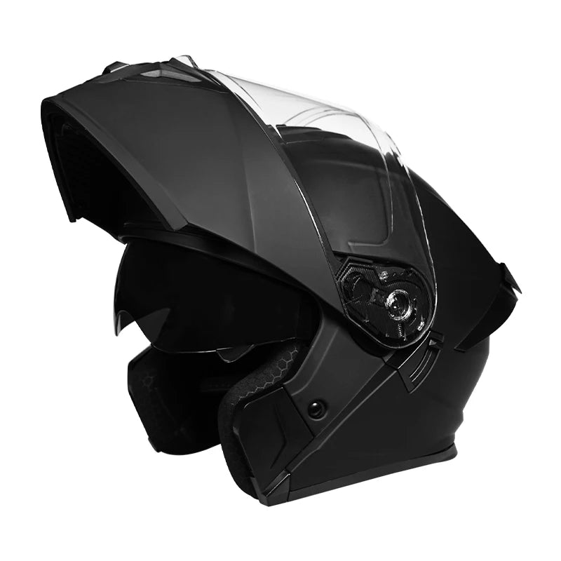 Personalized off-road motorcycle helmet with stylish dual lenses for both genders, DOT-certified and ABS material