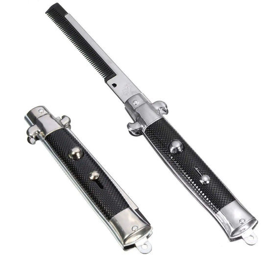 9 Inch Stainless Steel Folding Combs Switch-Blade Folding Pocket Comb Men Portable Trimmer Comb Hair Accessories
