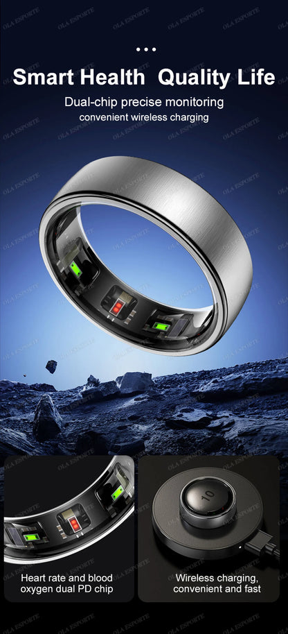 New R10 Smart Ring with Wireless Charging,Health Sleep Monitor,5ATM & ip68 Waterproof,Multi-sport Mode For Android IOS Men Women