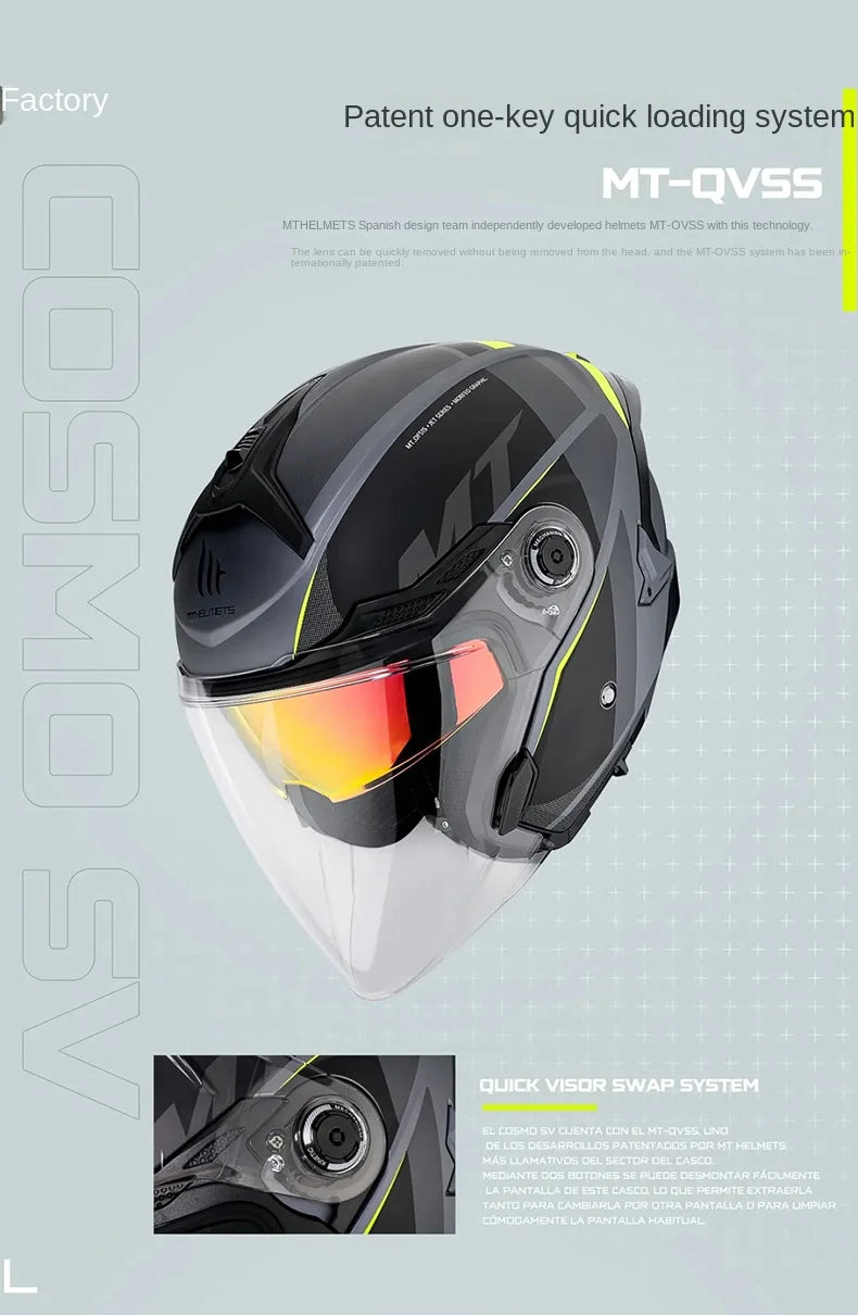 Spain MT Motorcycle Helmet ECE DOT Certification Half Helmet Men Capacete Cascos Para Moto 3/4 Open Face Casco Electric Motobike
