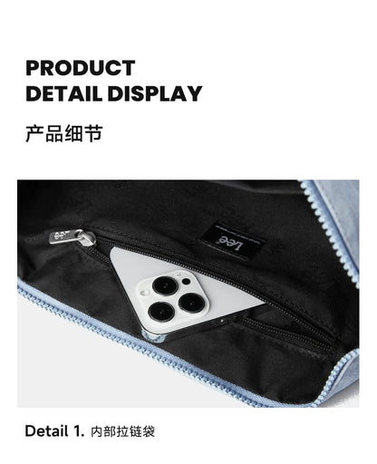 LEE 2025 Teenagers Waterproof Denim Crossbody Shoulder Bag Women Men Stylish Jeans Hobo Dumpling Crescent Bag Student Ipad Pack