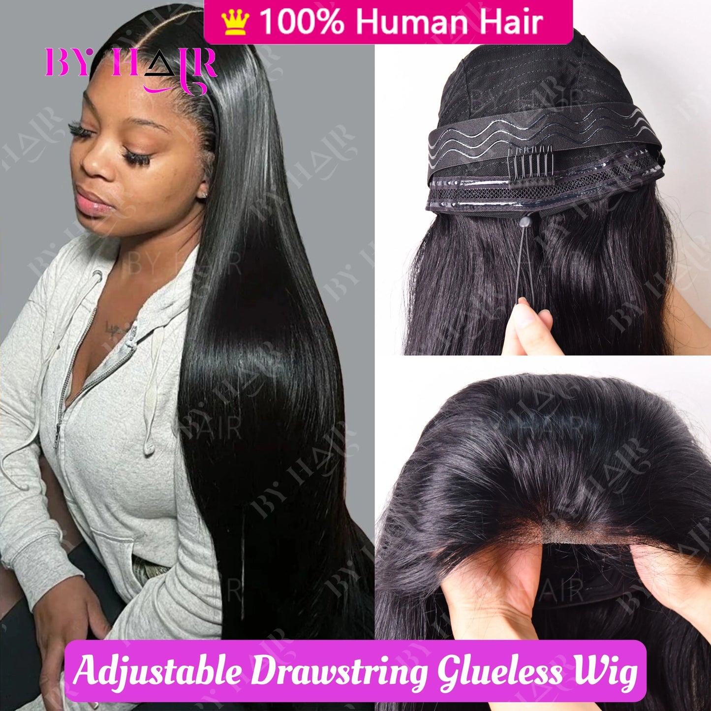 Glueless Wigs Straight Human Hair Wig 6x4 4x4 Lace Closure Pre Cut Lace Wigs Brazilian Hair Transparent Lace Wigs Drawstring Wig