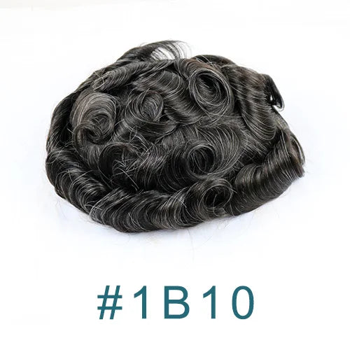 Super Micro Skin Grey 1B65 1B40 Human Hair Toupee Natural Hairline Hair Loss Solution Durable Black White Prosthes Replacement S