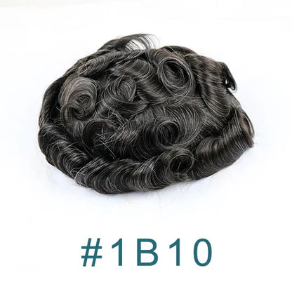 Super Micro Skin Grey 1B65 1B40 Human Hair Toupee Natural Hairline Hair Loss Solution Durable Black White Prosthes Replacement S
