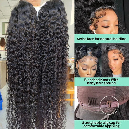 40 42 Inch Curly 13x6 Hd Lace Front Wigs Human Hair For Black Women Brazilian Hair 13x4 Deep Wave Lace Frontal Wig 360 Lace Wig