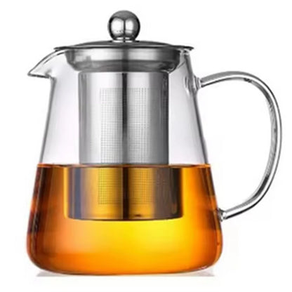 A76X-Heat Glass Teapot With Stainless Steel Tea Stra Flower Kettle Teawareiner Infuser Set Puer Oolong Pot