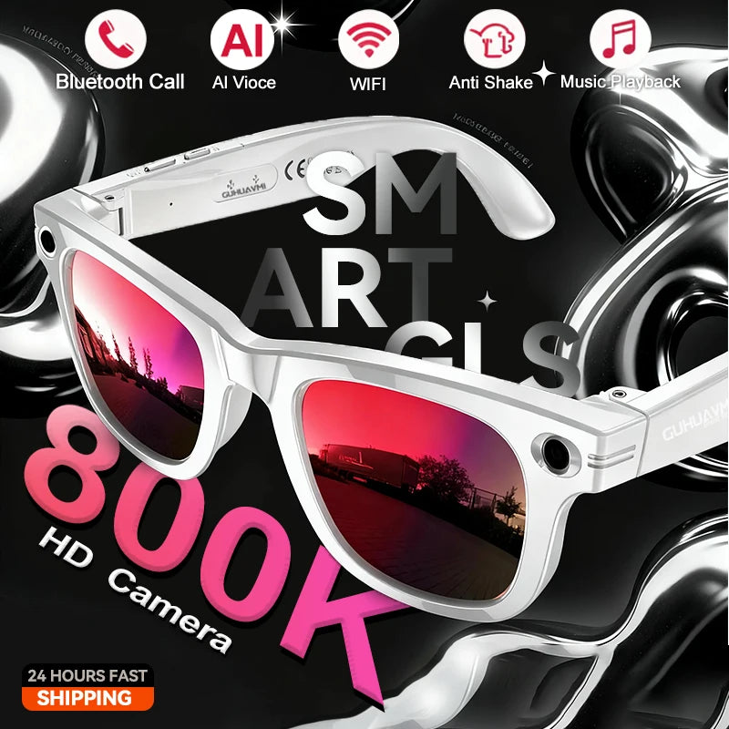 800K HD Camera Smart Sunglasses Video Recording Translator Music Playback Eyeglasses Wireless Bluetooth Call Smart Glasses 2025