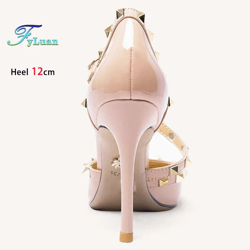 2025 Black High Heels 12cm 10cm 8cm Women's Shoes Thin Heels Pointed Head Ladies Pumps Microfiber Shallow Stiletto Banquet Shoes