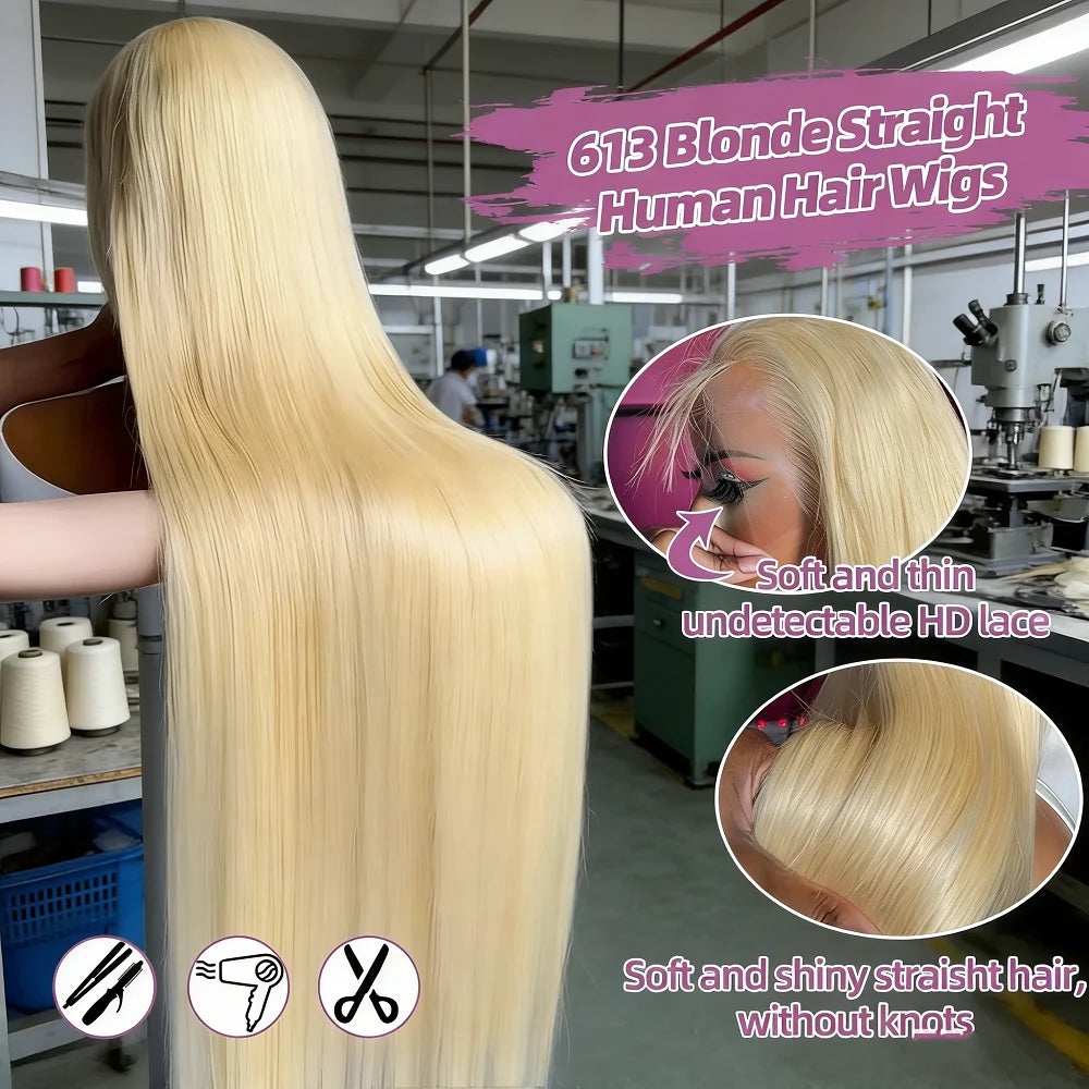 613 Honey Blonde Straight 250% 30 40 Inch Human Hair Wigs 13x6 Hd Lace Frontal Wig Brazilian Raw Hair 13x4 Hd Lace Front Wigs