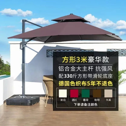 Garden Parasol Large Beach Patio Picnic Umbrella Patterned Outdoor Patio with Led Light Solar Base Wholesale Dropshipping