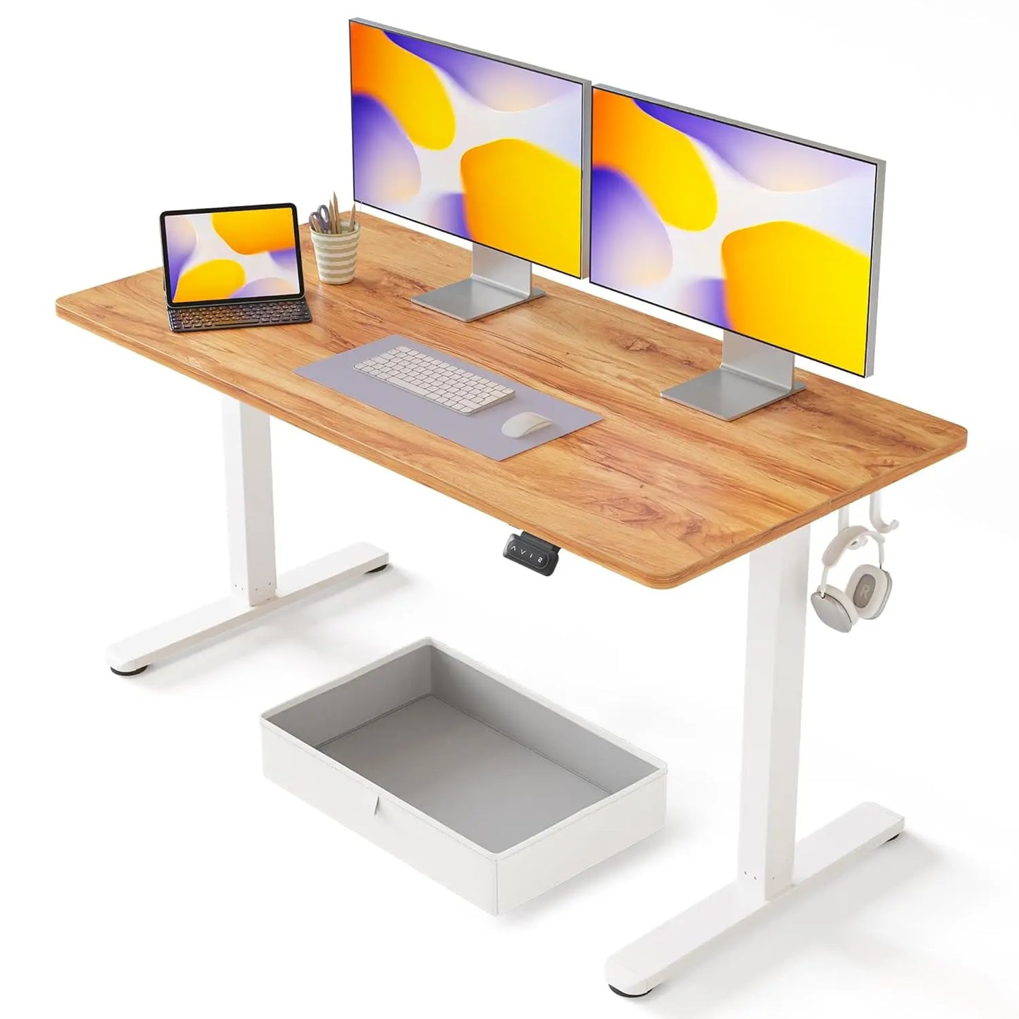 55 x 24 Inch Standing Desk with Drawer, Sit Stand Computer Desk, Ergonomic Workstation, Home Office Stand Up Table, Customized