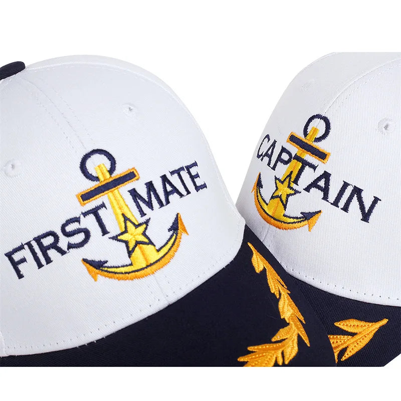 Men Women Baseball Caps Embroidered Captain & First Mate Hats Boating Marine Sailor Perfect Nautical Gift Presents Party Fun Hat