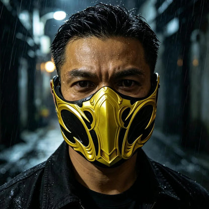 Mortal Kombat Mask Cosplay Sub-Zero Scorpion Half Face Resin Masks Halloween Carnival Dress Up Party Costume Props Deluxe