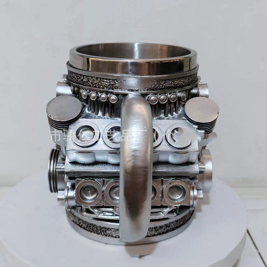 Stainless Steel Engine Cup Mechanical Engine Ornament for Home Decor Unassembled Model Educational Toy