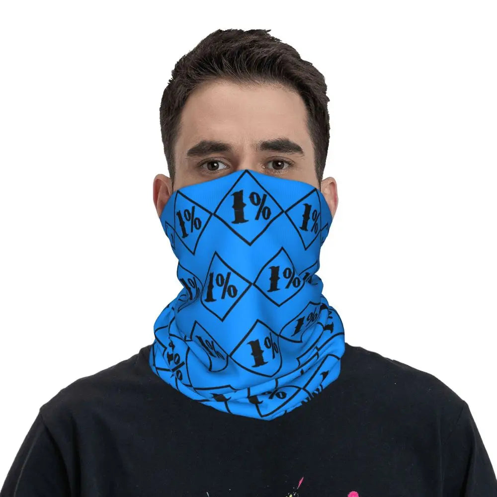 One Percenter 1% Bandana Neck Cover Printed Motorcycle Club Biker Mask Scarf Multifunctional Cycling Scarf for Men Women Adult
