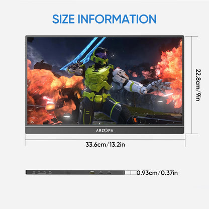 ARZOPA 16.1 inches Portable Gaming Monitor 144hz 100%sRGB 1080P FHD IPS Screen Second Screen for Switch,Xbox,PS5,Laptop,Mac,Z1FC