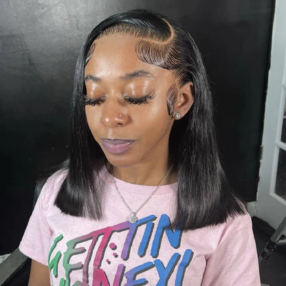 Bob Wig Human Hair 13X4 Lace Front Wigs 180% Density Straight Short Bob Frontal Wig L/T/4x4 Lace Wig Pre Plucked Natural Hair