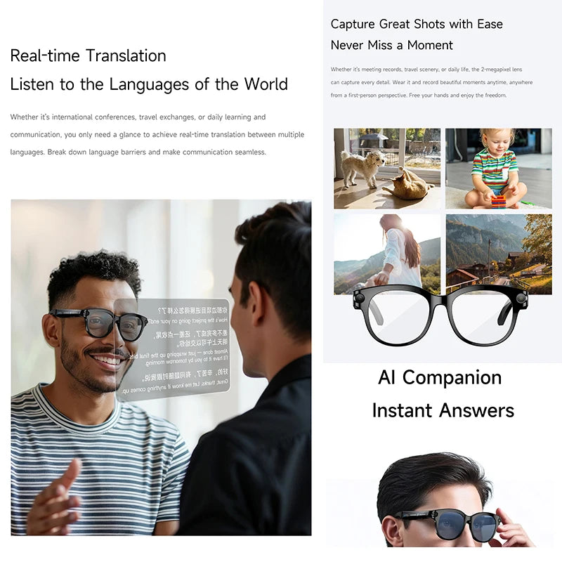 2026 New Smart Glasses Listening To Music Open Listening AI Translation AI Voice Assistant AI Image Recognition Smart Glasses