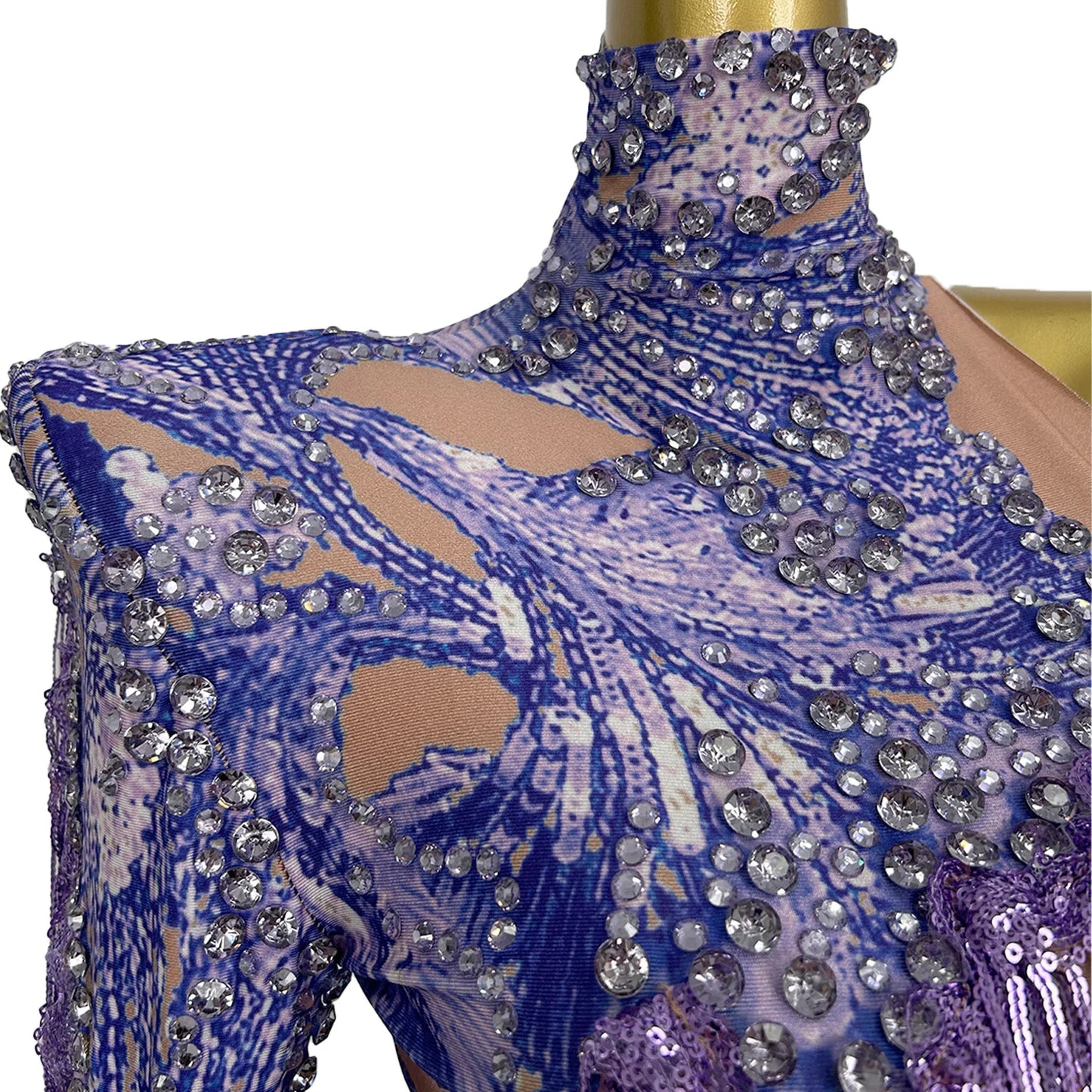 Sparkly Sequins Tassel One Shoulder Tight Bodysuit Women Dance Leotard Outfit Nightclub Bar Performance Costume Stage Wear Duxiu
