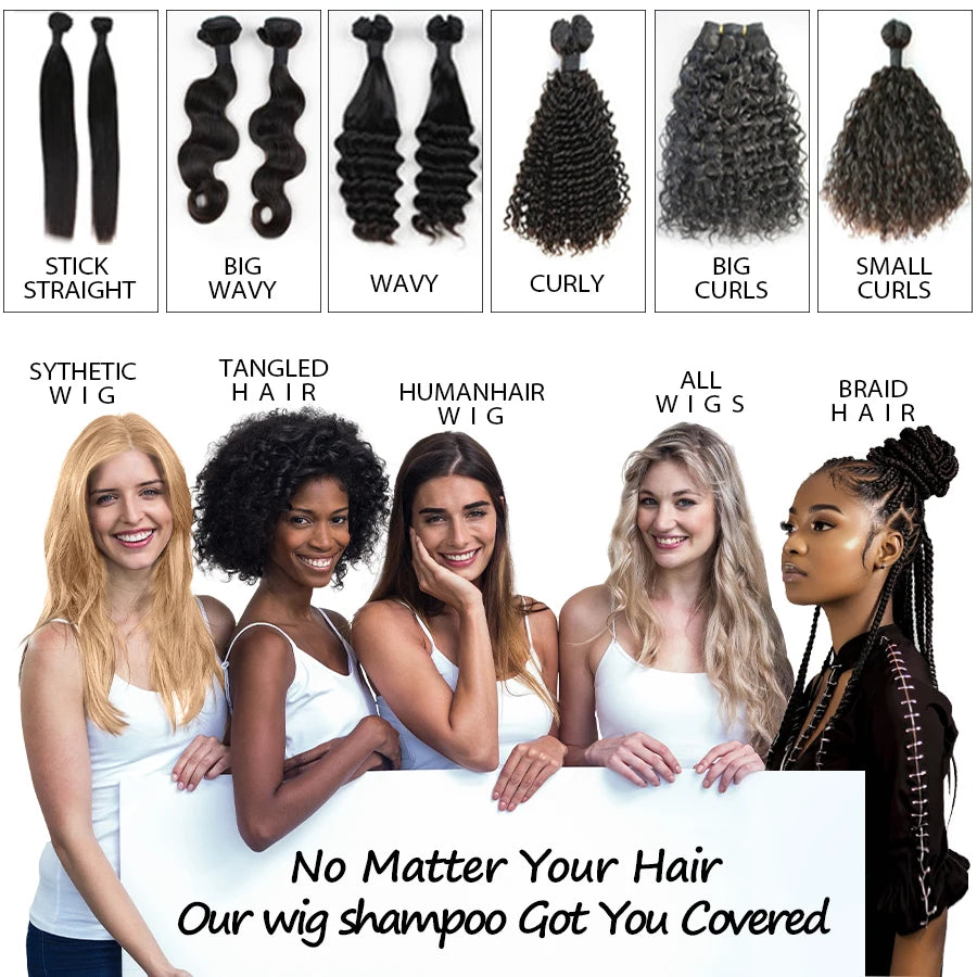 2 In 1 Wig Shampoo and Leave-in Conditioner Wig Care Solution Detangle Spray Anti-Frizz Moisturizes & Revitalizes Synthetic Wigs