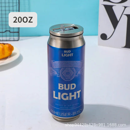 500ML Thermos with Straw 304 Stainless Steel Beer Bottle Cola Can Termos Para Cafe Beer Cold Keeper Home Kitchen Drinkware