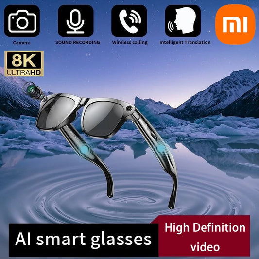 Xiaomi  2026New 8K HD AI Smart Glasses Chat GPT 100MP Camera Bluetooth Call 260Mah Battery Voice Assistant Control Sunglasses