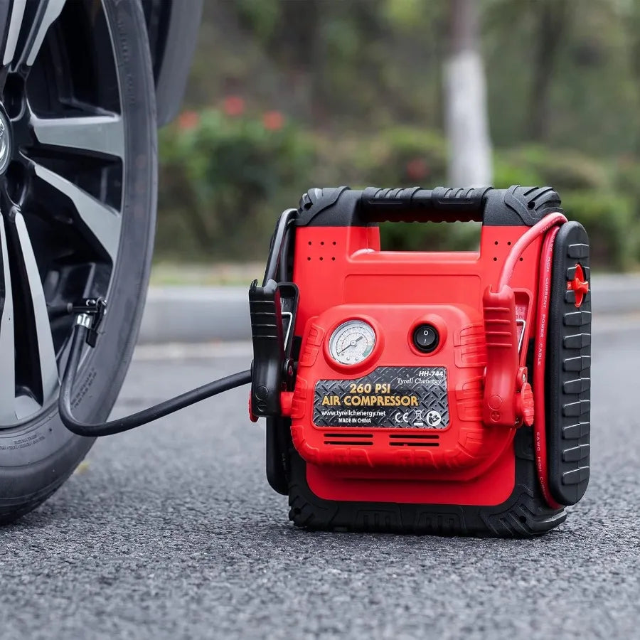 New Upgrade 1800A Car Battery Jump Starter with Air Compressor 20000mAh 12V Auto Lead-Acid Battery Booster for Emergency Vehicl