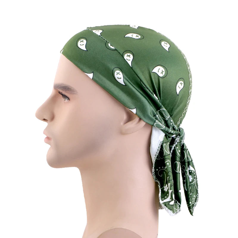 New Paisley Print Hip Hop Turban Cap Elastic Head Wraps Breathable Casual Durags Candy Color Durag Unisex Bandana Pirate Hats